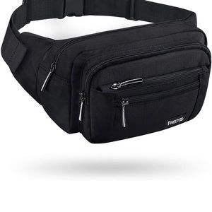 Black Waist Pack Bag Fanny Pack unisex Hip Bum Bag with Adjustable Strap